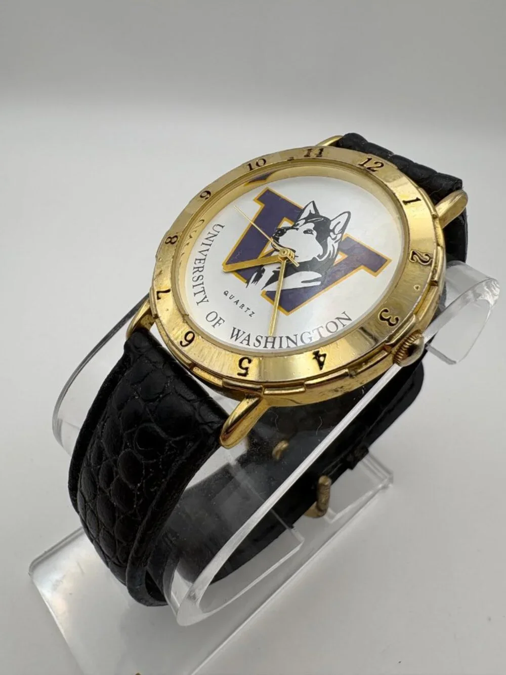 Vintage Nelsonic University of Washington Huskies Watch Gold Tone Quartz SR626SW